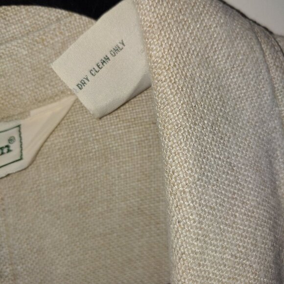 Vintage L.L. Bean 100% Linen Utility Coat Jacket Size XL Regular Cream - Picture 6 of 9
